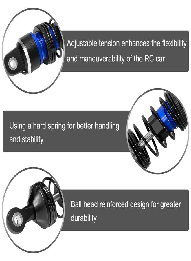 LRFHL Aluminum RC Shock Absorber Front Rear Adjustable Springs Shock Damper Upgrade Part for Traxxas 1/16 Mini Slash BL-2S 4x4 Short Course Truck 108164-1 (4PCS, Blue) - Image 3